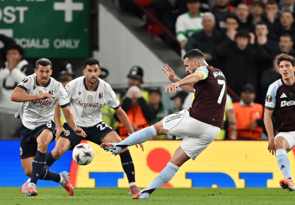 mk体育-4球，麦金是近3个赛季欧战禁区外射门得分次数最多球员